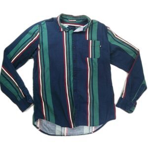Cotton On Men's Button Down Shirt Casual Striped Blue Green Red Size Small